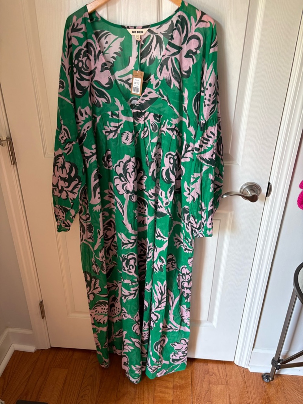NWT Sarah Maxi Kaftan Dress-Fiesta and Orchid 100% cotton Size US 16-18R - Picture 9 of 9